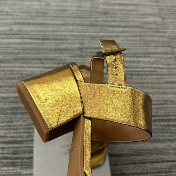 🔥🔥🔥Aquatalia Metallic Gold Leather Sandals Heels Size 7 - Picture 6 of 15